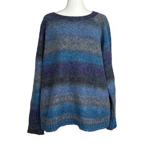 Knitizen Ombre Striped Wool Blend Cozy Sweater (XXL)